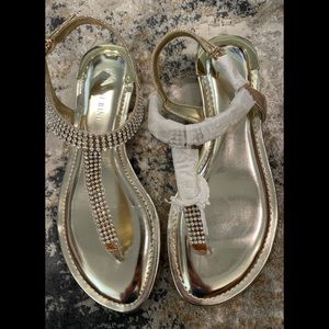 Gianni Bini Gold & rhinestone sandals. Never worn. New without tags. Size 7